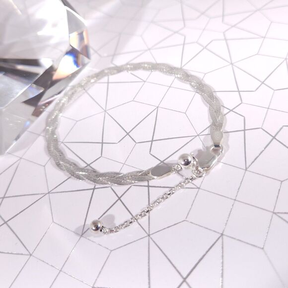 Sterling Silver Bracelet 3 Strand Braided - Picture 1 of 7